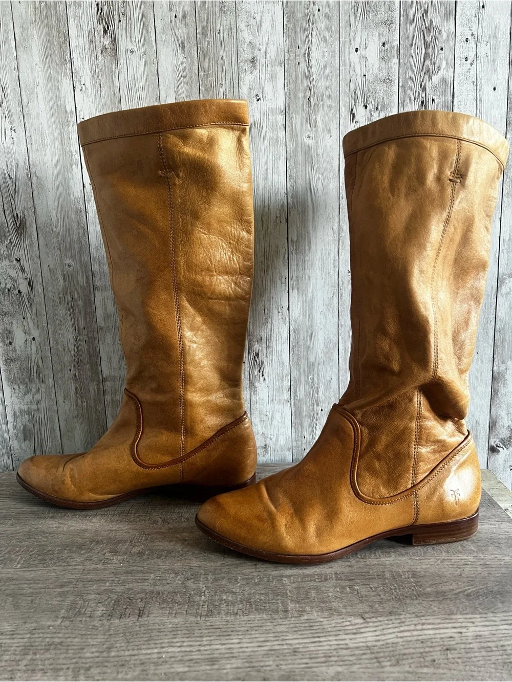 Frye Cindy Slouchy Women's Tall Leather  Boots in Cognac Tan Size 7